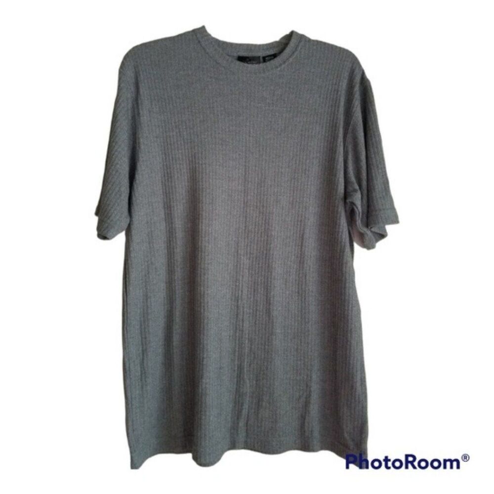 jf j. Ferrar Knit Ribbed Crewneck Dress Shirt Size Medium, Gray NWOT